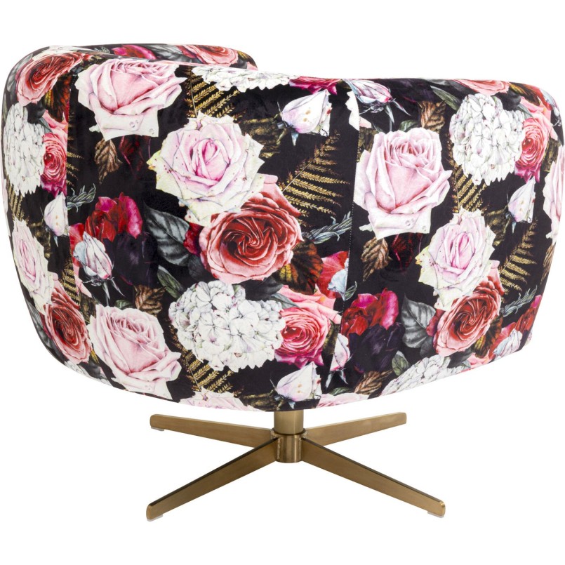 Fauteuil pivotant noir fleurs roses - Kare Design