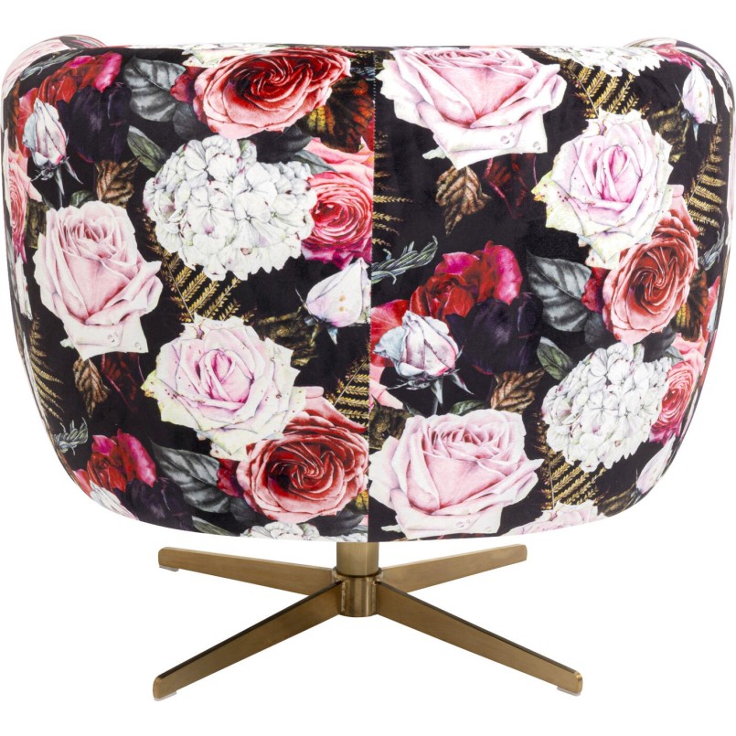 Fauteuil pivotant noir fleurs roses - Kare Design