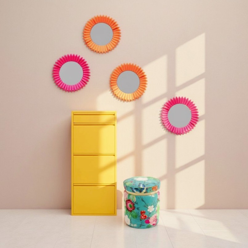 Stool Flower Fever Ø39cm blue Kare Design