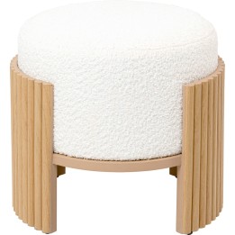 Tabouret rond blanc et marron - Samu - Kare Design