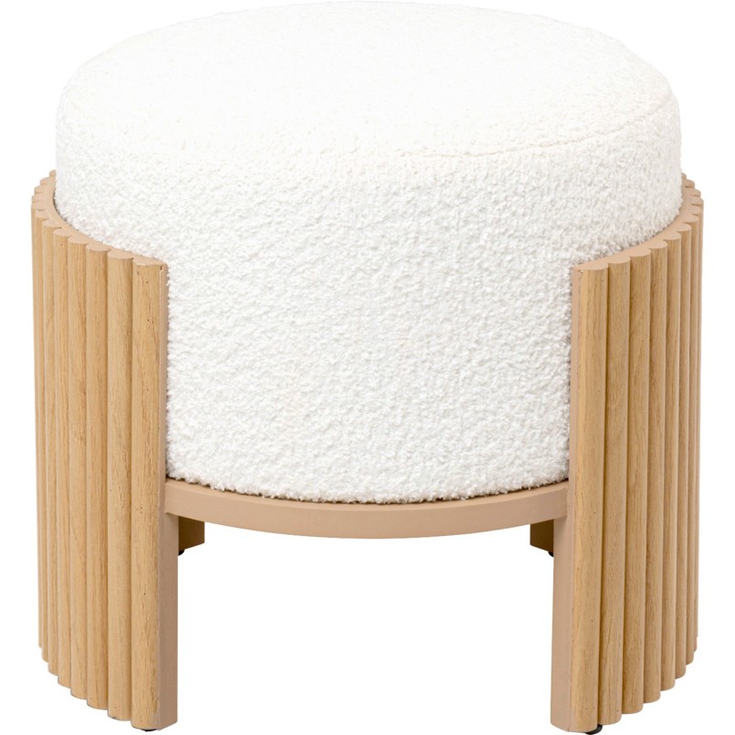 Tabouret rond blanc et marron - Samu - Kare Design