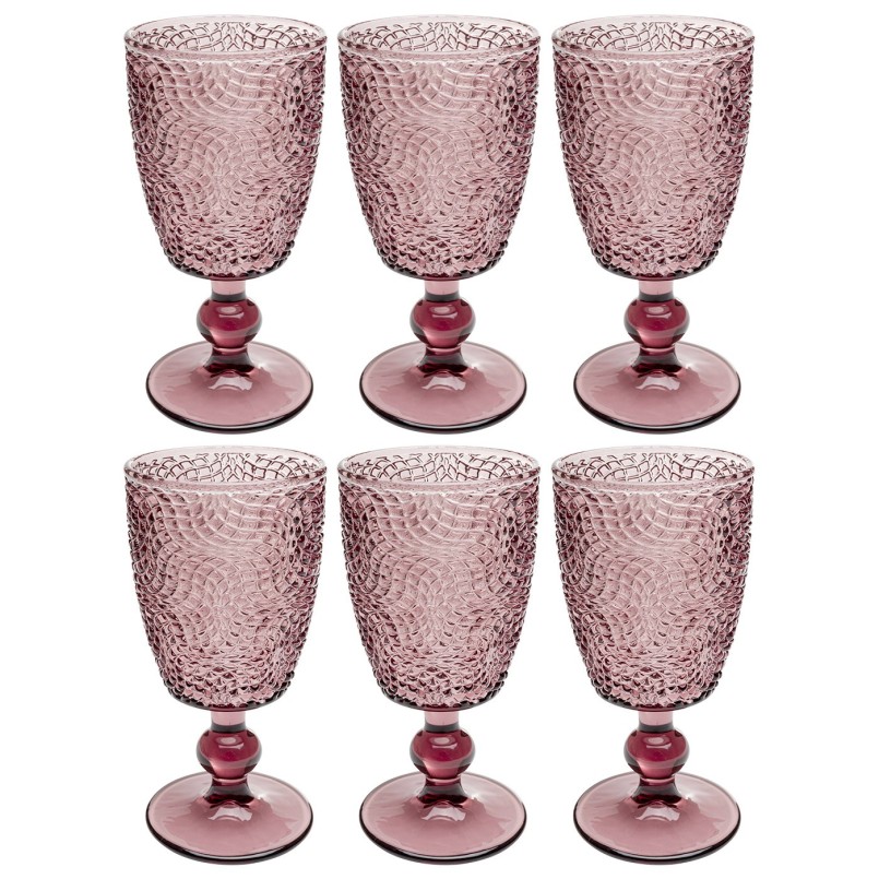 Verres à vin en verre texturé rose poudré - Amara - Kare Design