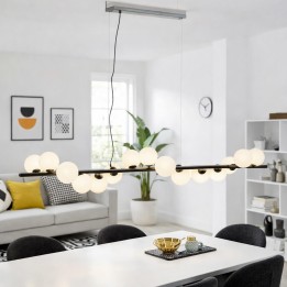 Suspension en verre blanc et acier noir - Scala Balls - Kare Design