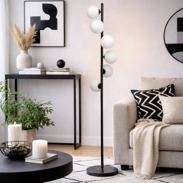 Floor lamp in white glass and black marble - Scala Balls - Kare Design