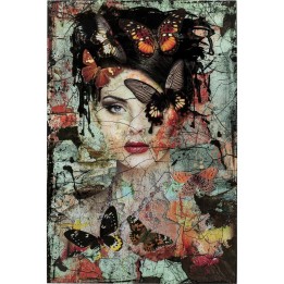 Tableau en verre femme papillons effet brisé - Kare Design