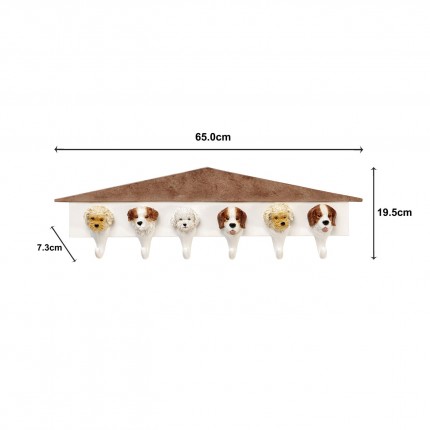 Wall Coat Rack dogs white 65cm Kare Design