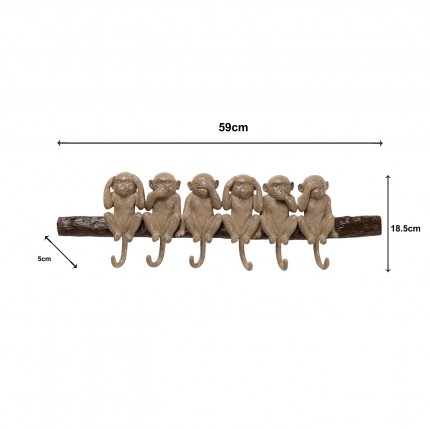 Wall Coat Rack wise monkeys 59cm Kare Design