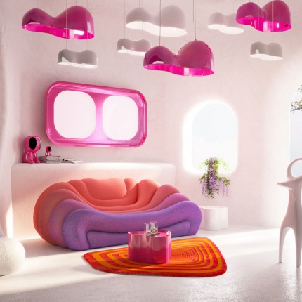 Pendant Lamp Cloud Beam Double 100cm pink Kare Design