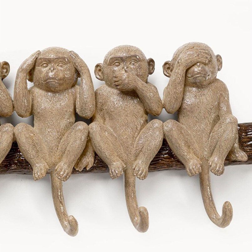 Wall Coat Rack wise monkeys 59cm Kare Design