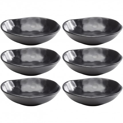 Plate Deep Organic Ø22cm black (6/Set) Kare Design
