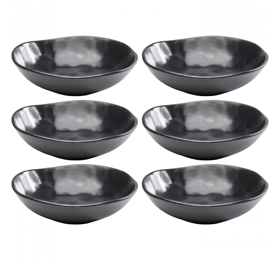 Assiettes creuses Organic 22cm noires set de 6 Kare Design