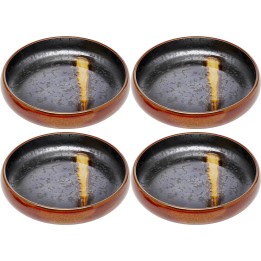 Assiettes creuses en faïence noire et rouge - Ari - Kare Design