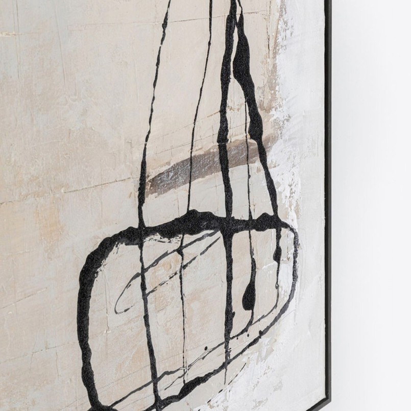 White, taupe and black abstract canvas - Dust - Kare Design