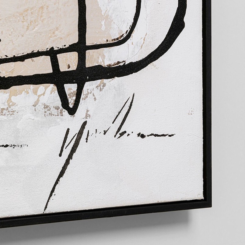 Toile abstraite blanche, grise et noire - Dust - Kare Design