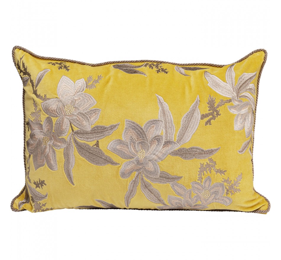 Coussin jaune fleurs Kare Design