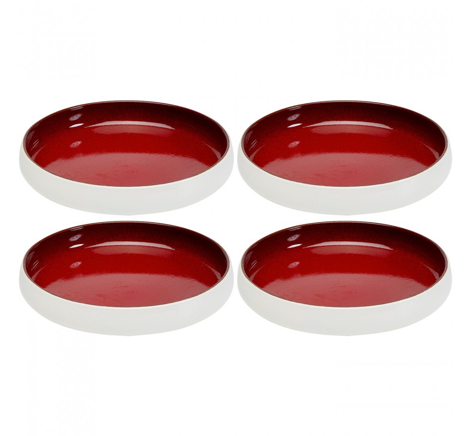 Assiettes creuses Colorino rouges 21cm set de 4 Kare Design