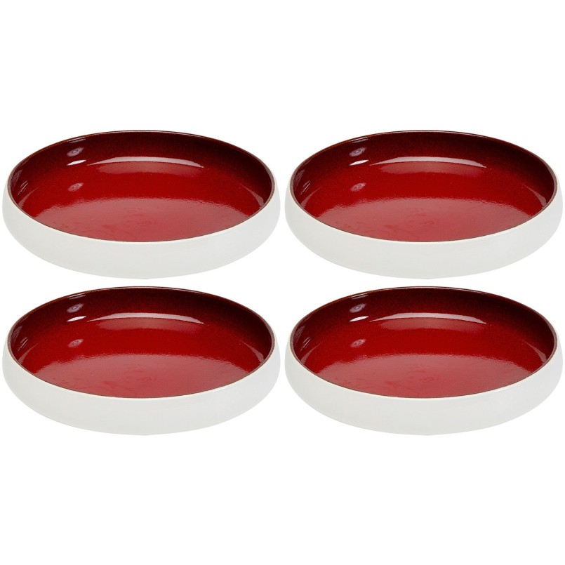 Assiettes creuses en porcelaine rouge et blanche - Colorino - Kare Design