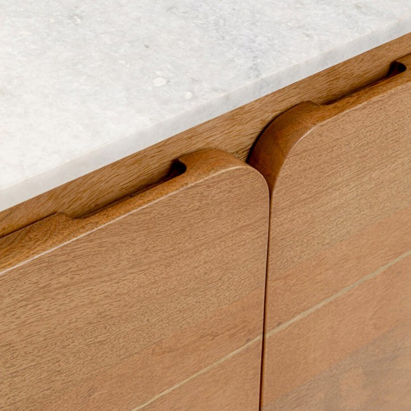 Buffet en manguier massif et marbre blanc - Grace - Kare Design