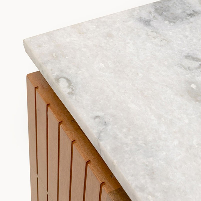 Buffet en manguier massif et marbre blanc - Grace - Kare Design