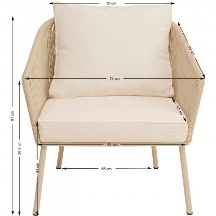 Outdoor Armchair Elba cream Kare Design