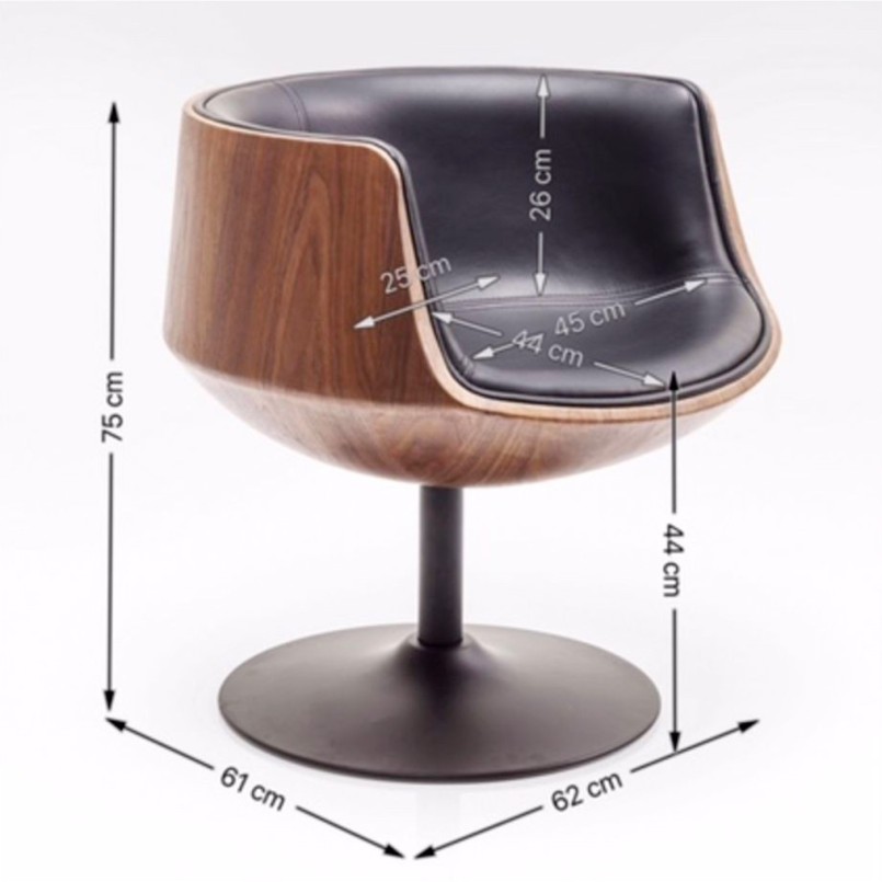 Retro swivel armchair walnut & leather - Vintage office chair & lounge