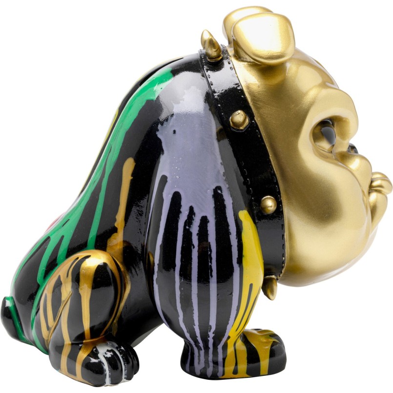 Tirelire chien féroce doré coulées de peinture - Kare Design