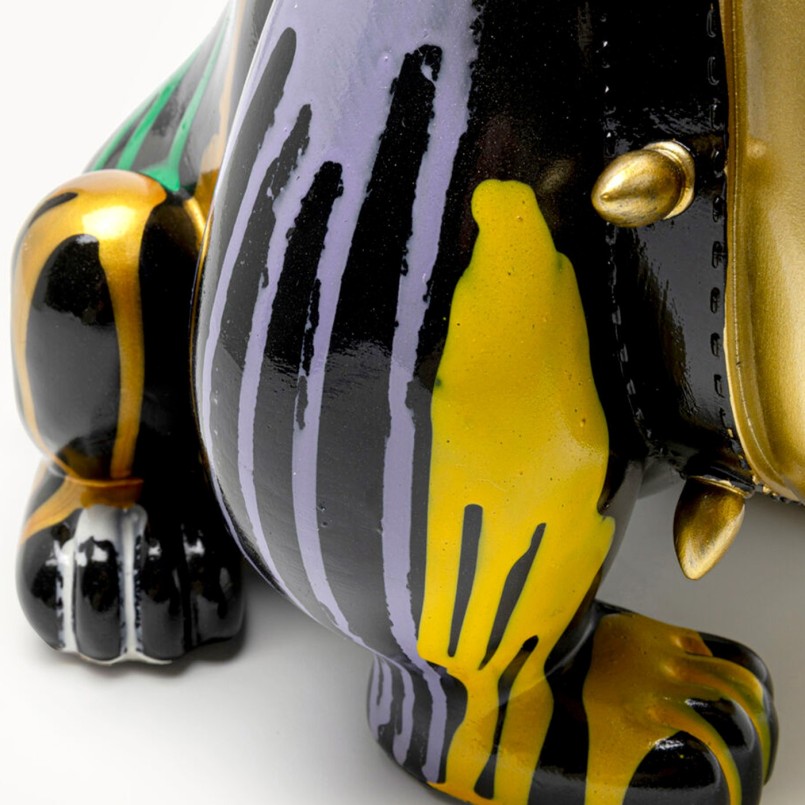 Tirelire chien féroce doré coulées de peinture - Kare Design