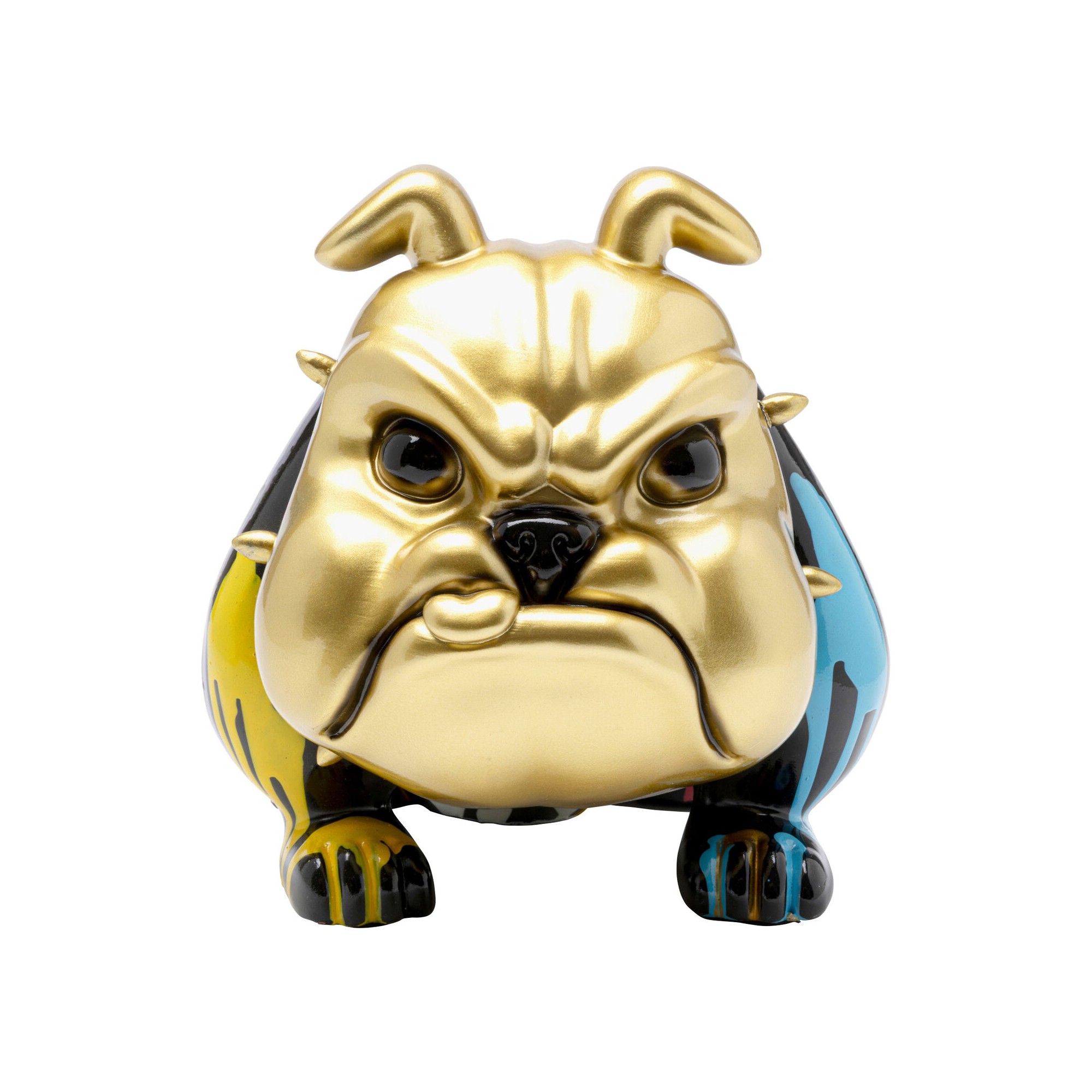Tirelire chien féroce doré coulées de peinture 26cm Kare Design