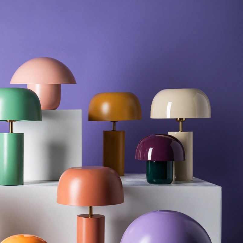 Lampe champignon en acier violet et vert - Mushroom Duo - Kare Design