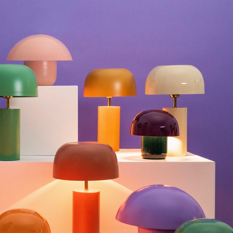 Lampe champignon en acier violet et vert - Mushroom Duo - Kare Design