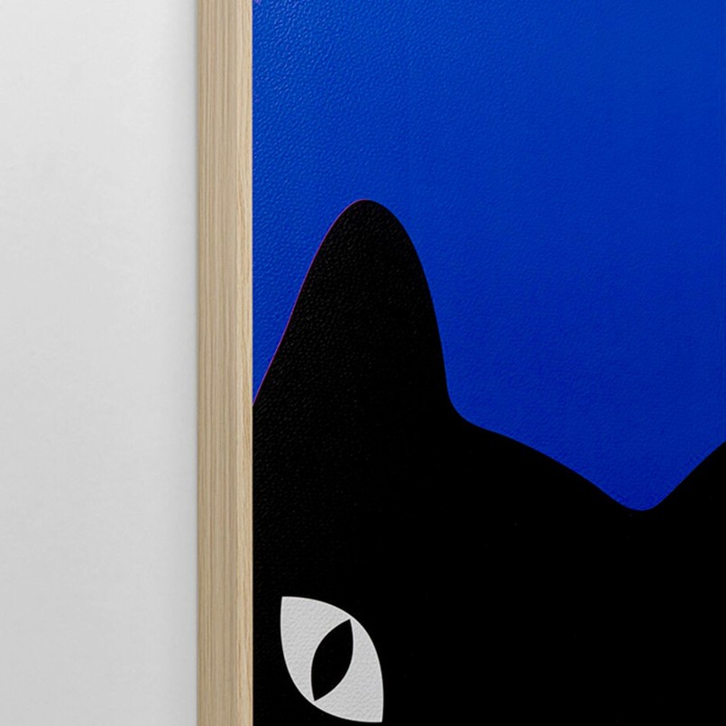 Tableaux noir chats joueurs sur fond bleu - Kare Design