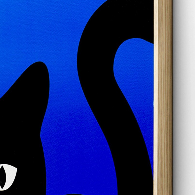 Tableaux noir chats joueurs sur fond bleu - Kare Design