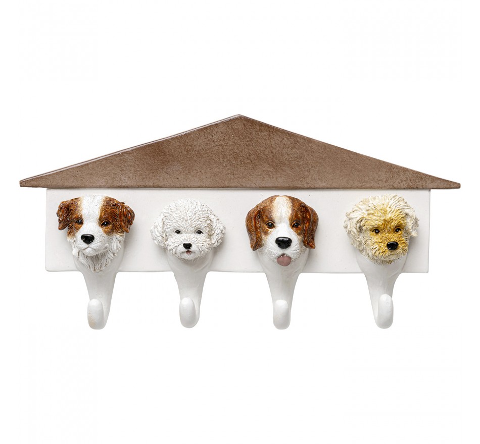 Portemanteau mural chiens blanc 37cm Kare Design