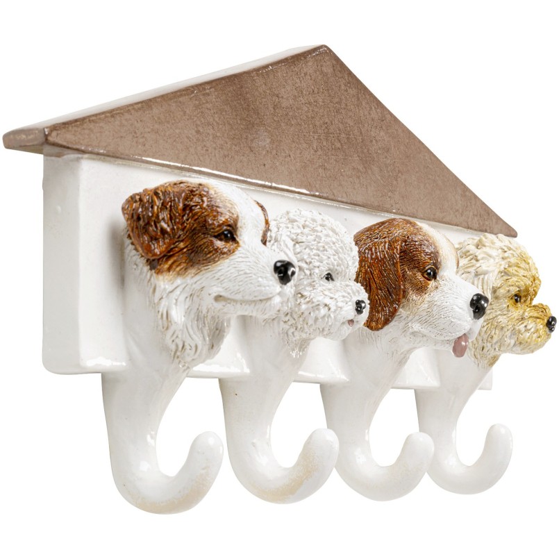 Portemanteau mural chiens blanc et marron - Kare Design