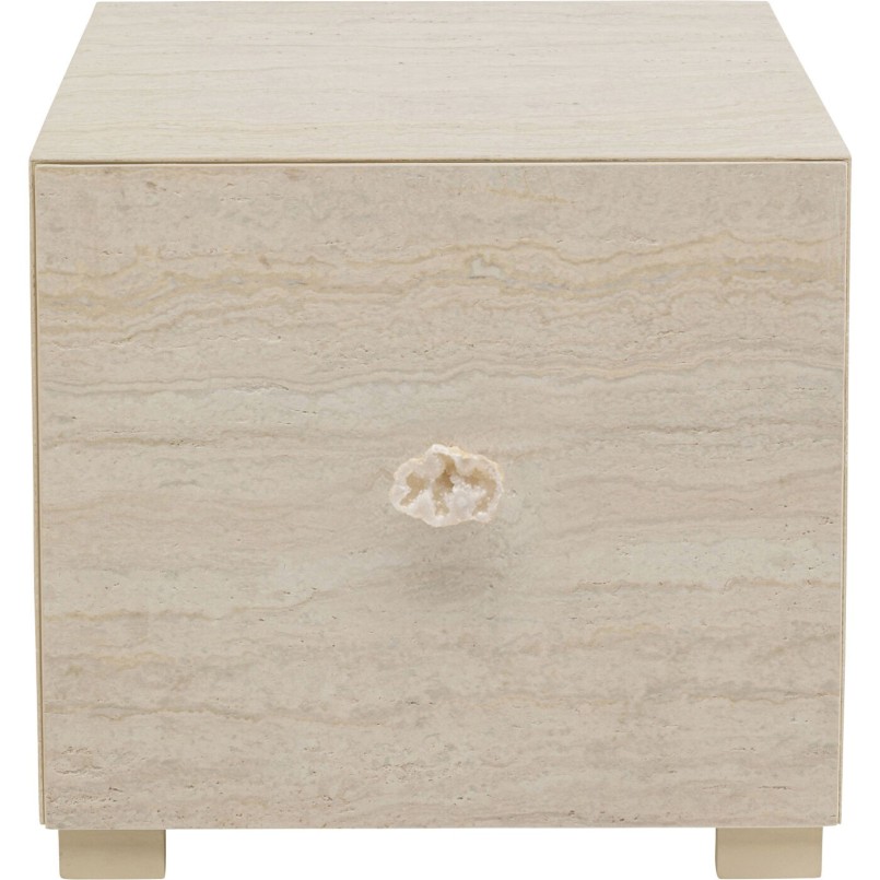 Chevet 1 tiroir en marbre minéral - Travertino - Kare Design
