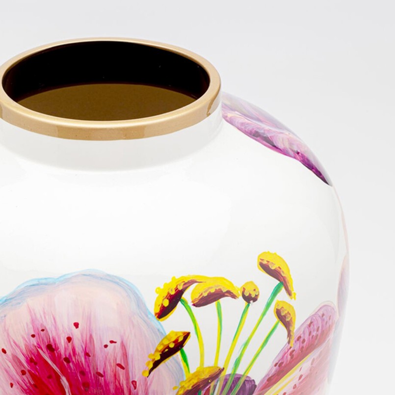 Vase with Pink Lilies on a White Background - Kare Design