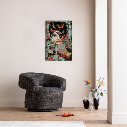 Tableau en verre femme papillons effet brisé 55x75cm Kare Design