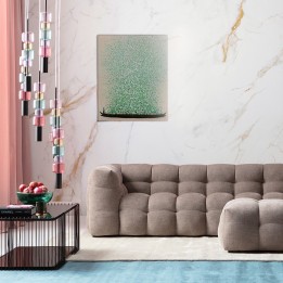Tableau fleurs pirogue beige et vert - Touched - Kare Design