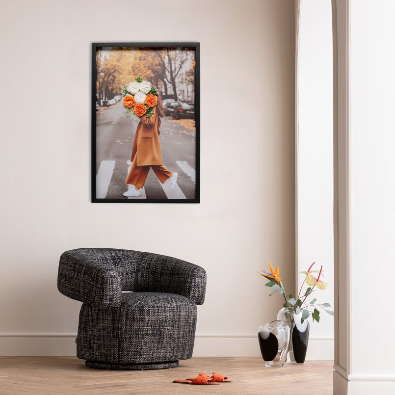Tableau femme bouquet de fleurs en 3D - Kare Design