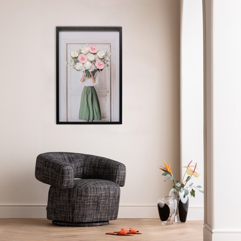 Tableau femme bouquet de fleurs en 3D - Kare Design
