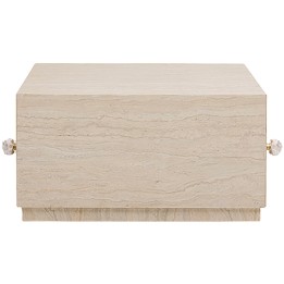 Table basse à tiroirs en marbre minéral - Travertino - Kare Design