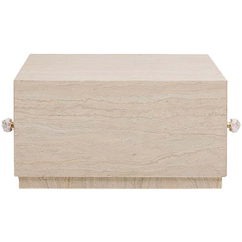 Table basse à tiroirs en marbre minéral - Travertino - Kare Design