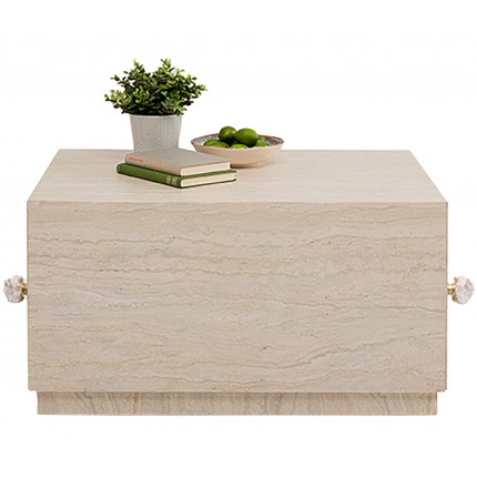 Table basse à tiroirs Travertino 80x60cm Kare Design