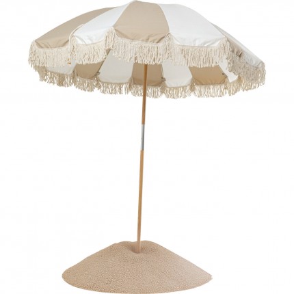 Parasol rayures beige et blanc 220cm Kare Design