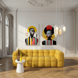 Tableau en verre femme rétro jaune - Kare Design
