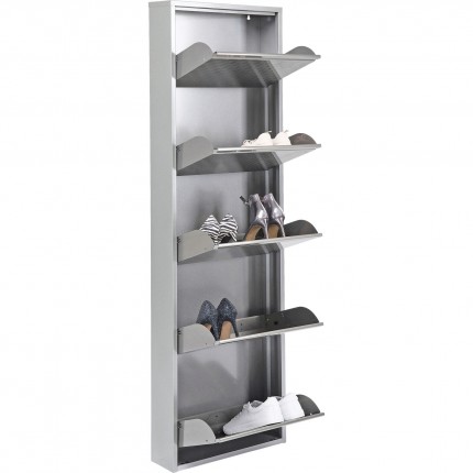 Shoe Container Caruso silver brushed 5 drawers Kare Design