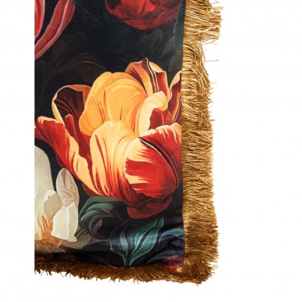 Coussin à franges pivoines Kare Design
