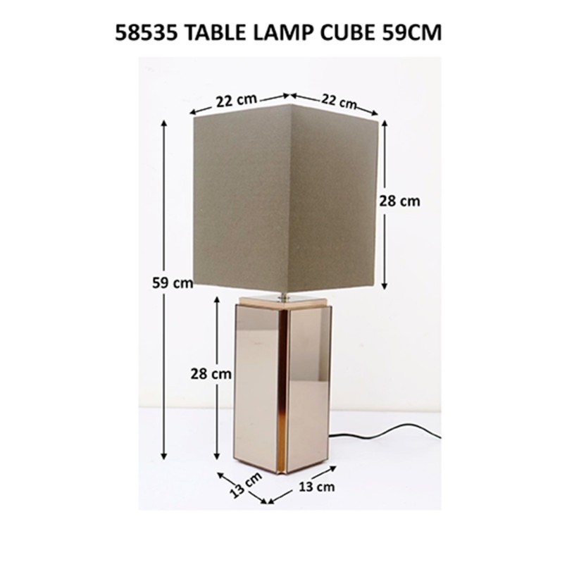 Lampe de table en coton et verre miroir - Cube - Kare Design