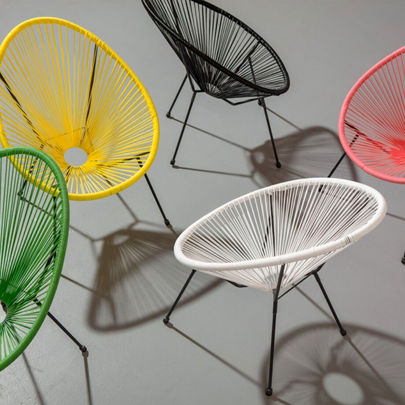 Fauteuil de jardin Acapulco noir en acier poudré - Chaise d'extérieur