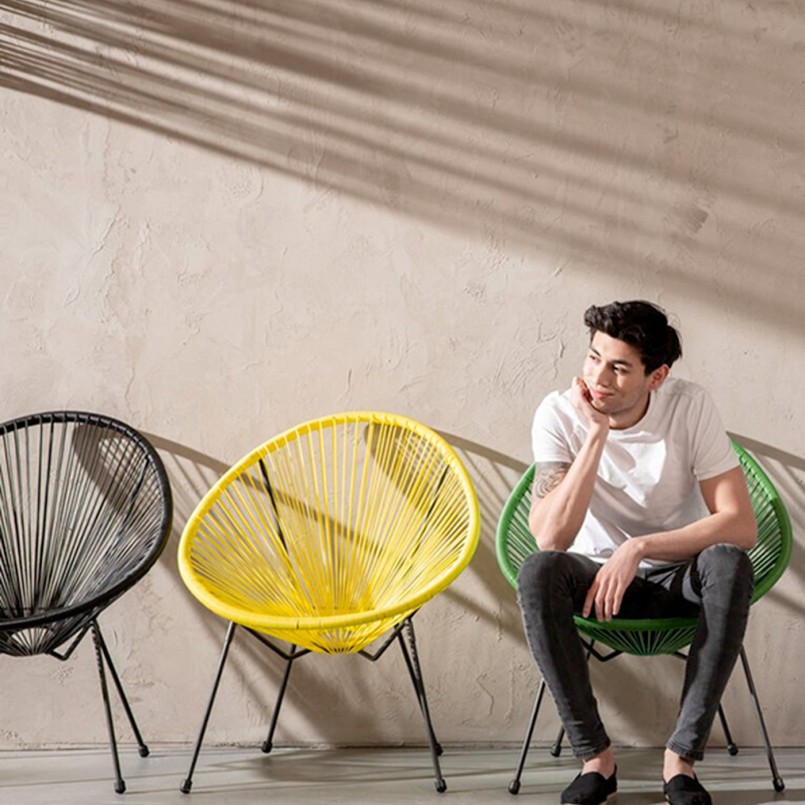 Fauteuil de jardin Acapulco noir en acier poudré - Chaise d'extérieur